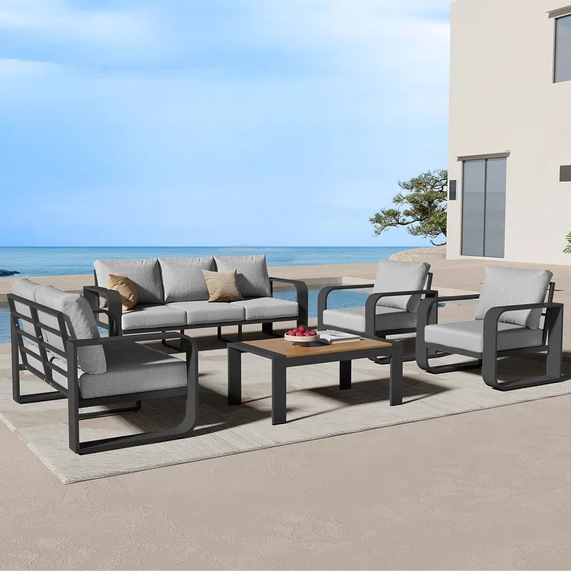 Oasbira Aluminum Outdoor Patio Furniture Set, Grey